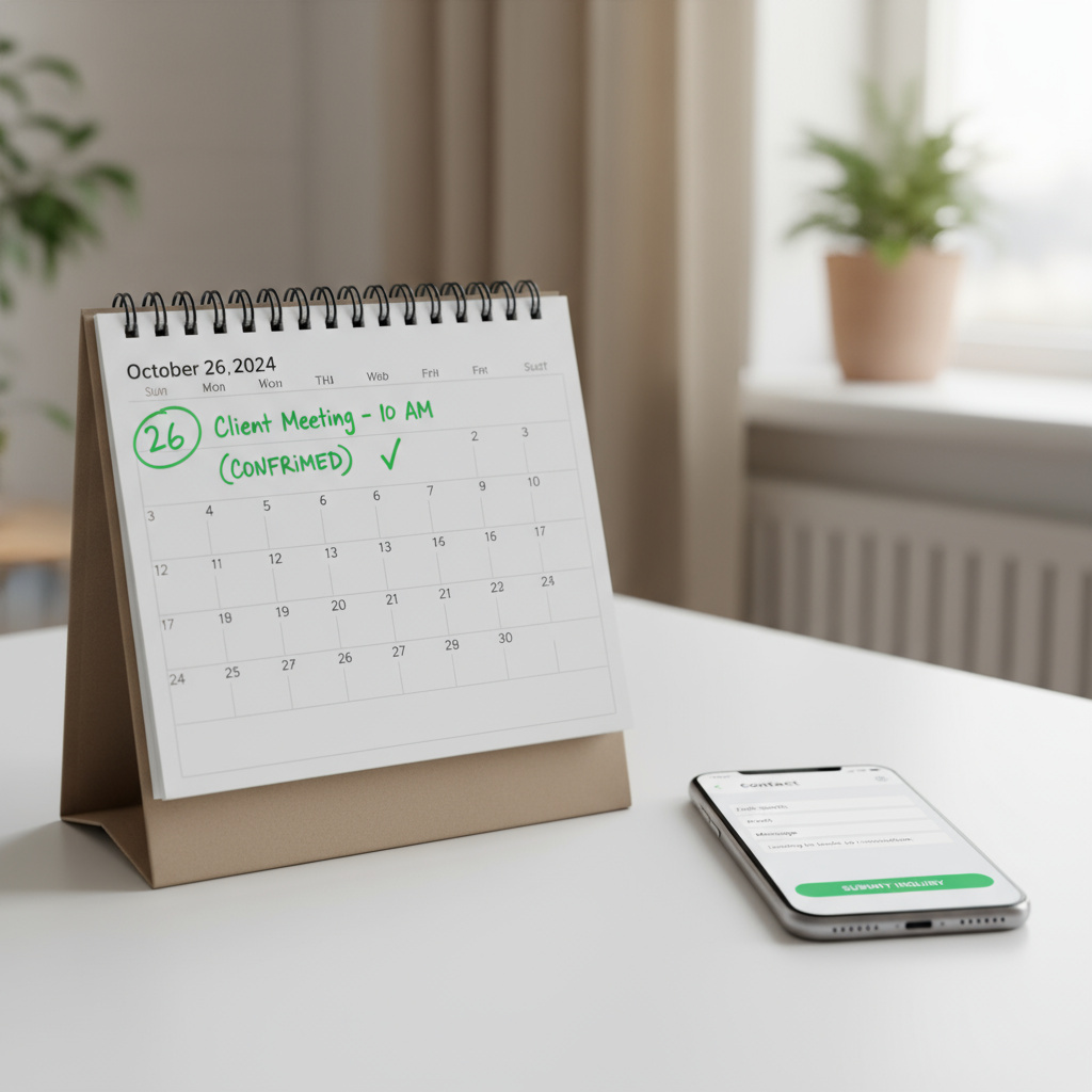 Calendar and smartphone with contact form