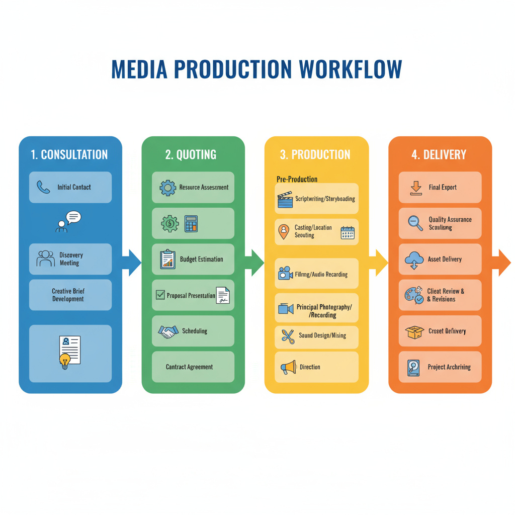 Step-by-step media production workflow